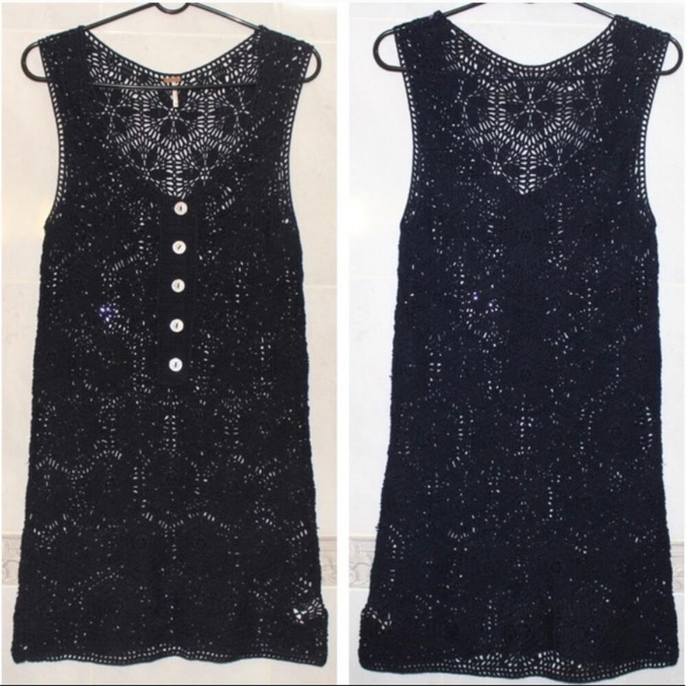 Free people crochet beach black dress size medium